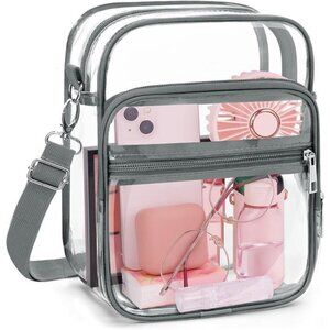 Clear Crossbody Bag with Adjustable Shoulder Strap, Stadium Approved PVC Clear